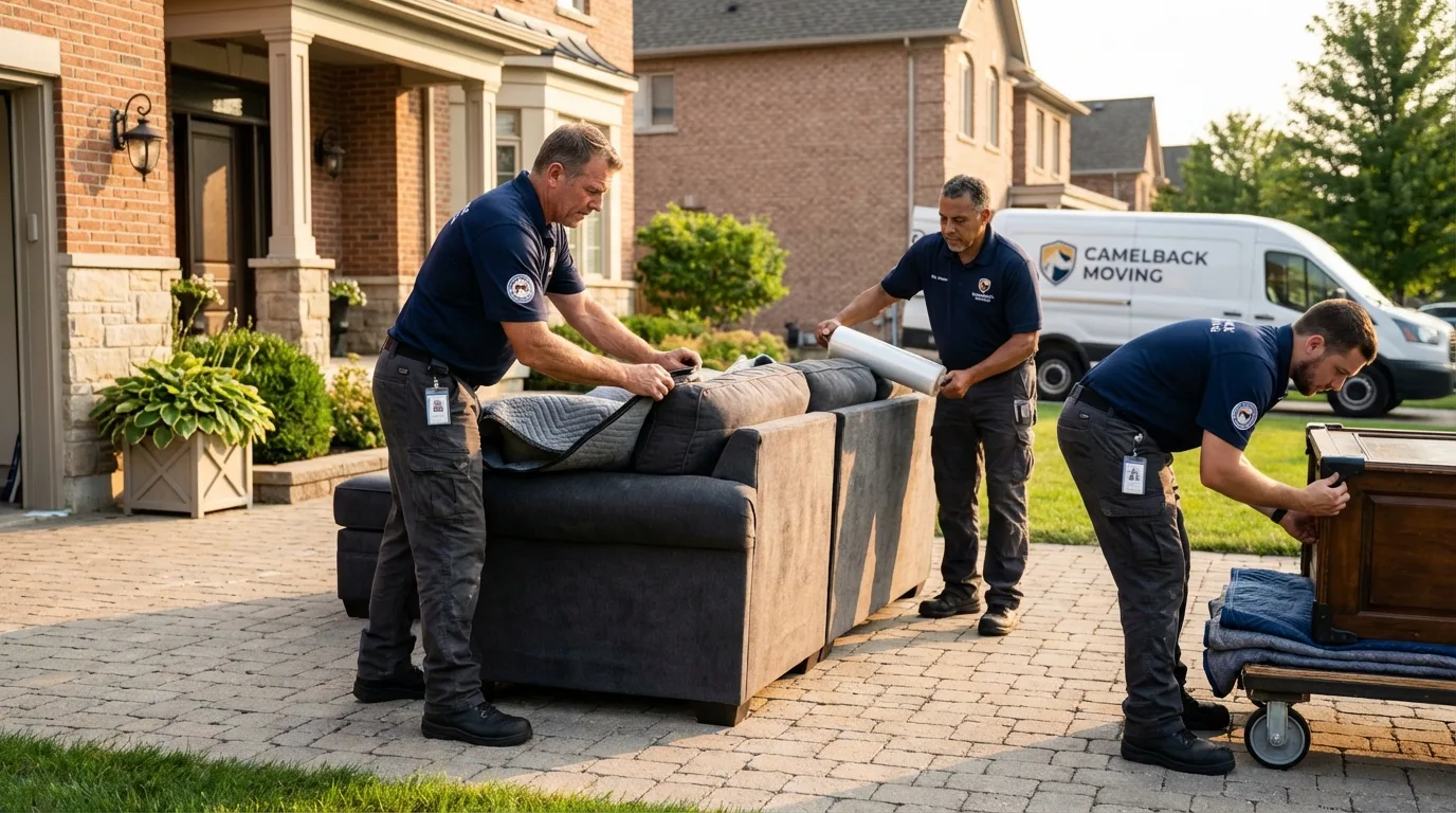 Large estate moving crew wrapping furniture in Templeton, CA