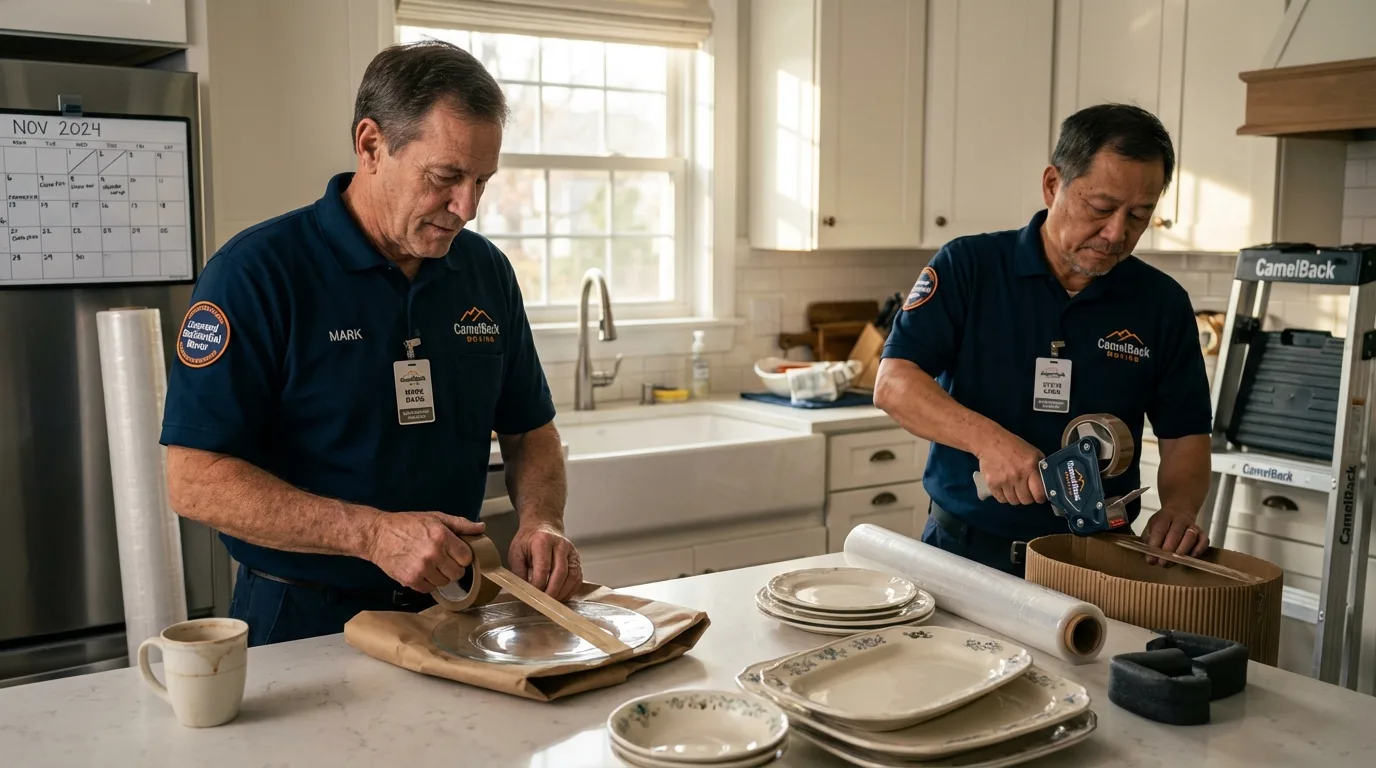 Professional crew packing kitchen dishware in Templeton, CA